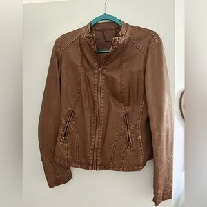Brown faux leather jacket with zipper LA coalition size S